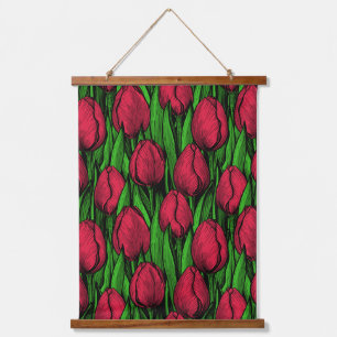 Red tulips hanging tapestry