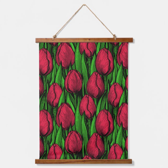 Red tulips hanging tapestry (Front)