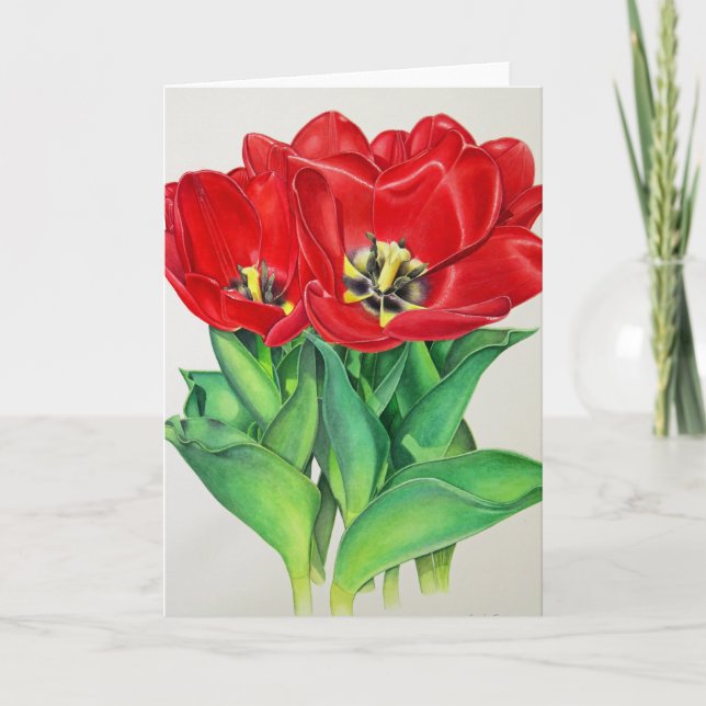 Red Tulips Holiday Card (Front)
