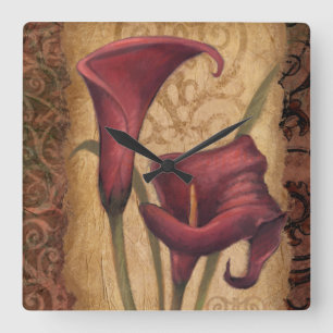 Red Tulips I Square Wall Clock