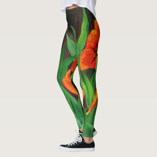 Red Tulips Leggings (Left)