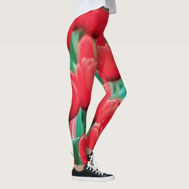 Red Tulips Leggings (Right)