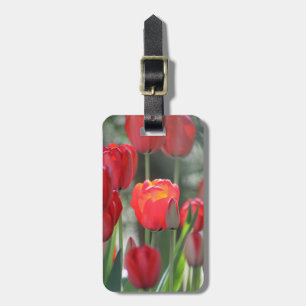 Red Tulips Luggage Tag Personalised