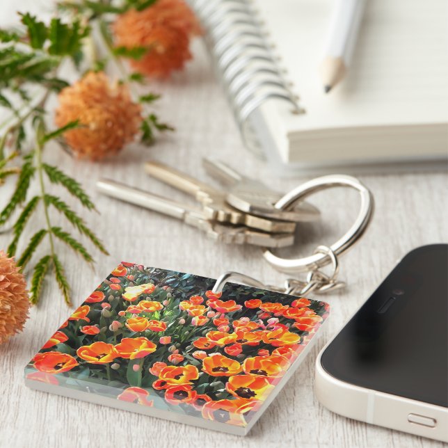 Red Tulips of Istanbul Key Ring (Front Right)