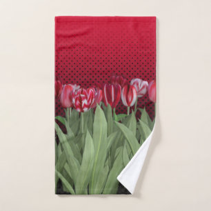 Red Tulips on Gradient Bath Towel Set