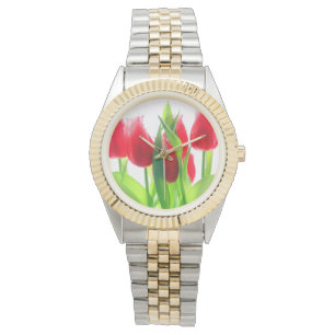 Red Tulips On White Watch