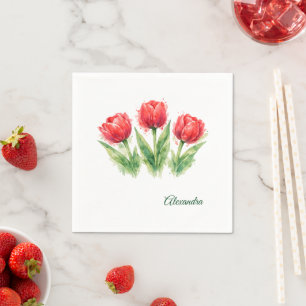 Red Tulips Paper Cup Napkin