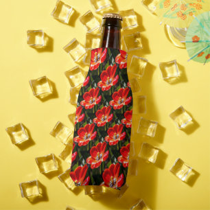 Red Tulips Pattern Bottle Cooler