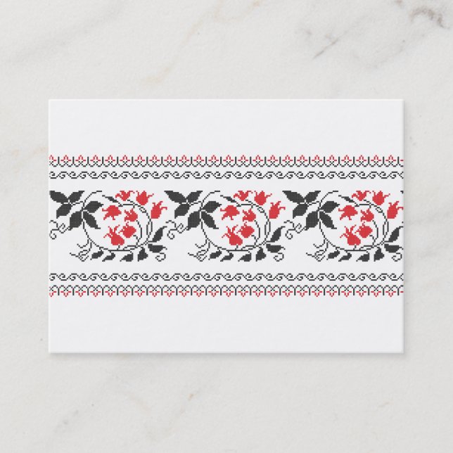 Red tulips pattern business card (Front)