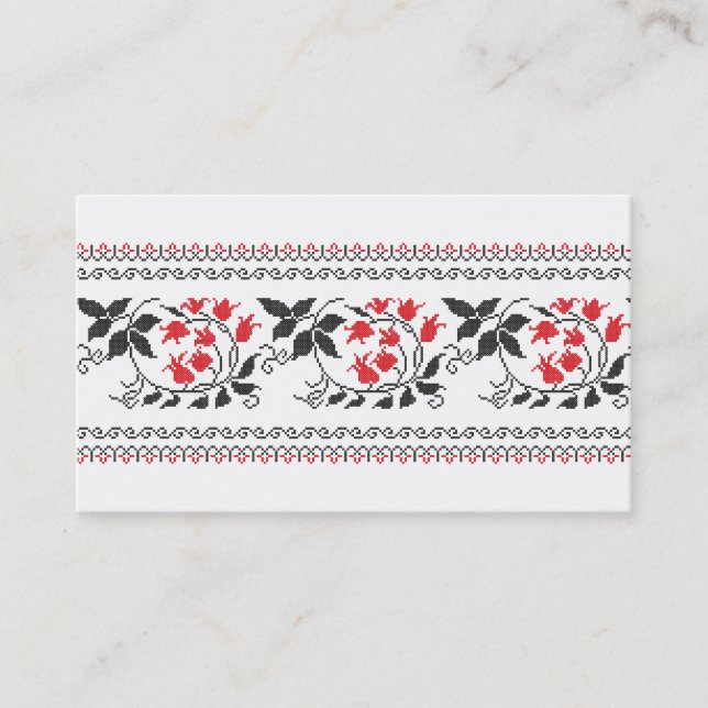 Red tulips pattern business card (Front)