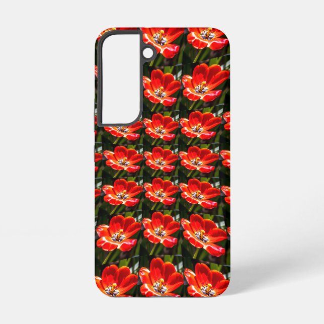 Red Tulips Pattern Samsung Galaxy S22 Case (Back)