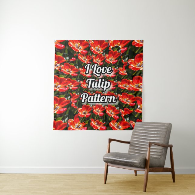 Red Tulips Pattern Tapestry (In Situ)