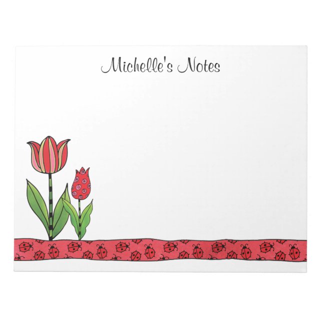 Red Tulips Personalised 11 x 8.5 Notepad (Front)