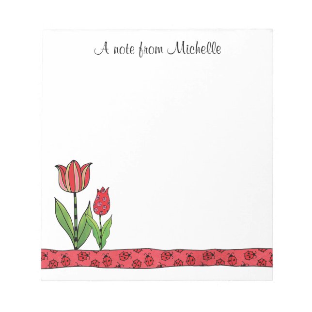 Red Tulips Personalised 5.5 x 6 Notepad (Front)
