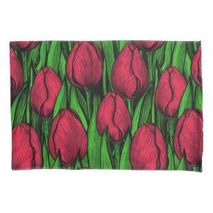 Red tulips pillowcase