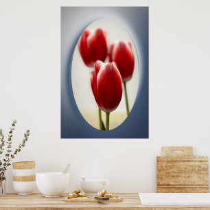 Red tulips poster