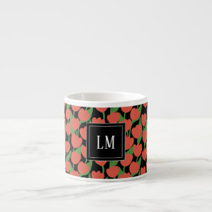 Red tulips retro, personalised  espresso cup