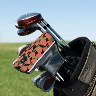 Red tulips retro, personalised monogram golf head cover