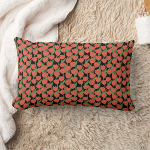 Red tulips retro, stylish lumbar cushion