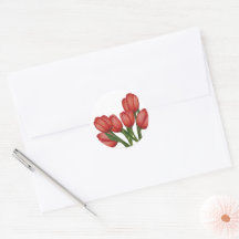 Red Tulips Round sticker