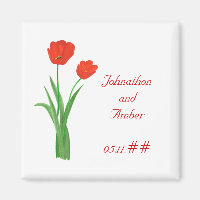 Red Tulips Save the date Wedding Magnets