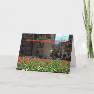 Red Tulips Spring Greetings from NYC card