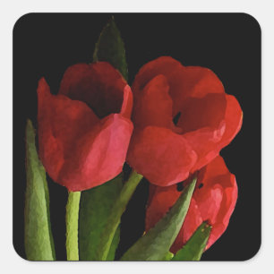 Red Tulips Square Sticker