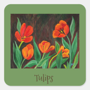 Red Tulips Square Sticker