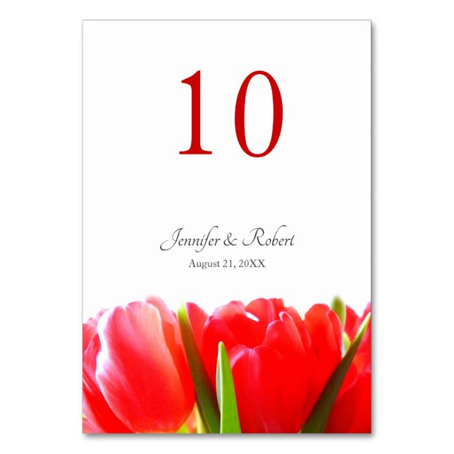 Red Tulips Table Number (Front)