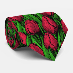 Red tulips tie