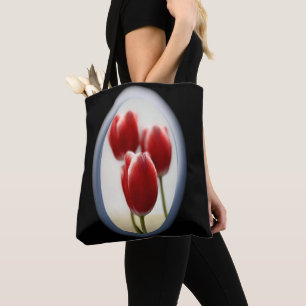 Red tulips tote bag