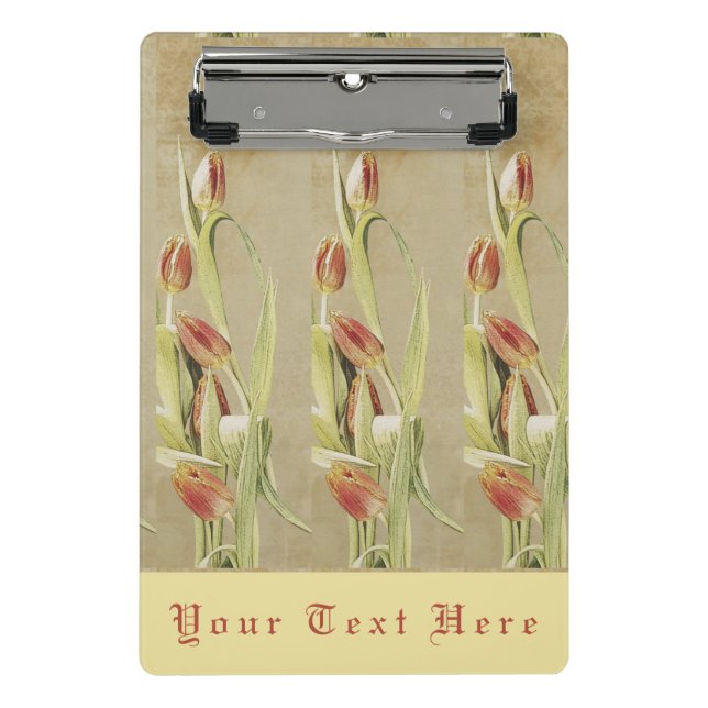 Red Tulips Vintage Style Personalised Mini Clipboard (Front)
