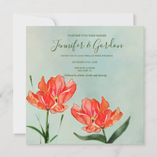 Red Tulips  Wedding Invitation