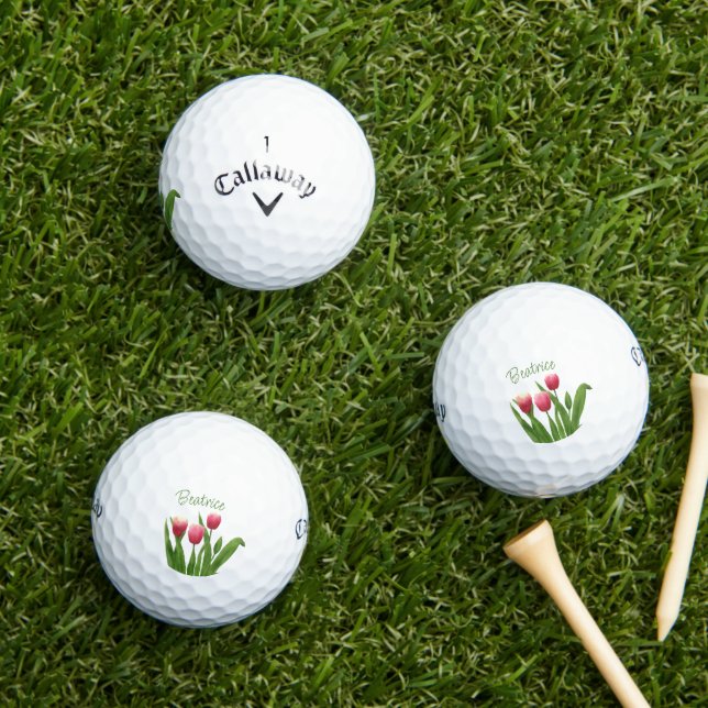 Red Tulips with Greenery Golf Balls (Insitu Grass)