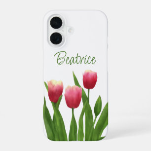 Red Tulips with Greenery iPhone 16 Case