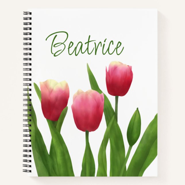 Red Tulips with Greenery Notebook (Front)