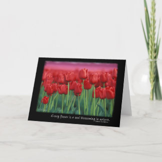 Red Tulips with Quote from Gerard DeNerval Card
