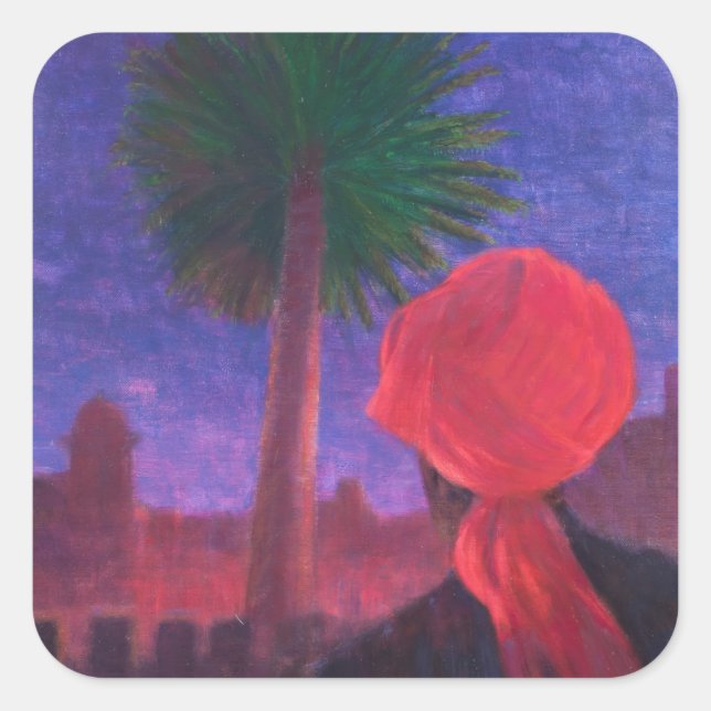 Red Turban dusk Jodhpur 2012 Square Sticker (Front)