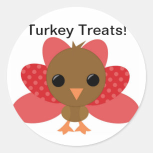 Red Turkey Thanksgiving Treat bag Sticker