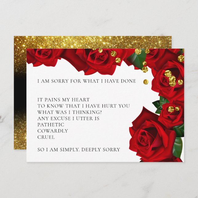 Red Turkish Roses I’m sorry apology Card (Front/Back)