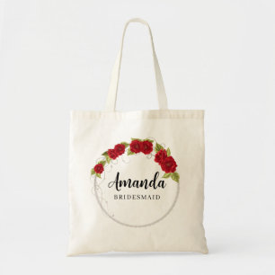 Red Turkish Roses Minimalistic Bridesmaid Tote Bag