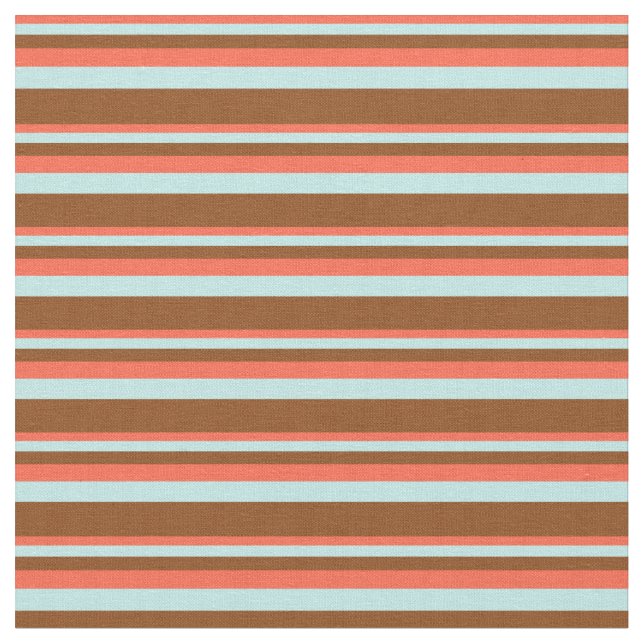 Red, Turquoise, and Brown Lines Fabric (Close Up)