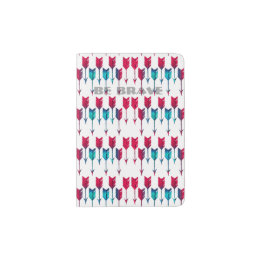 Red Turquoise Arrows Tribal Boho Feather Bohemian Passport Holder