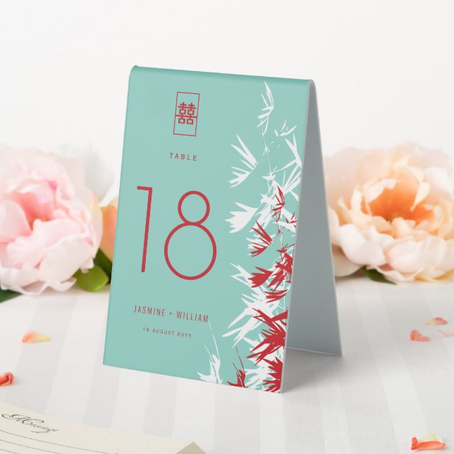 Red & Turquoise Bamboo Leaves Shuang Xi Wedding (In SItu (Wedding))