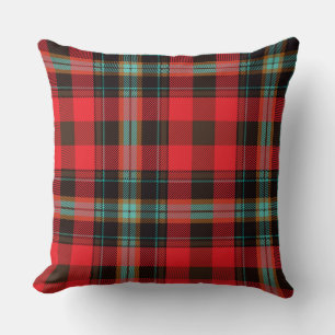 Red Turquoise Brown Tartan Plaid Pattern Cushion