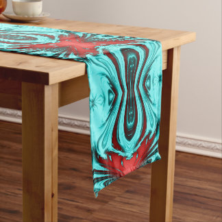 Red-Turquoise Fractal Medium Table Runner