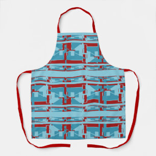 Red Turquoise Mediterranean Look Panels on Aqua Apron
