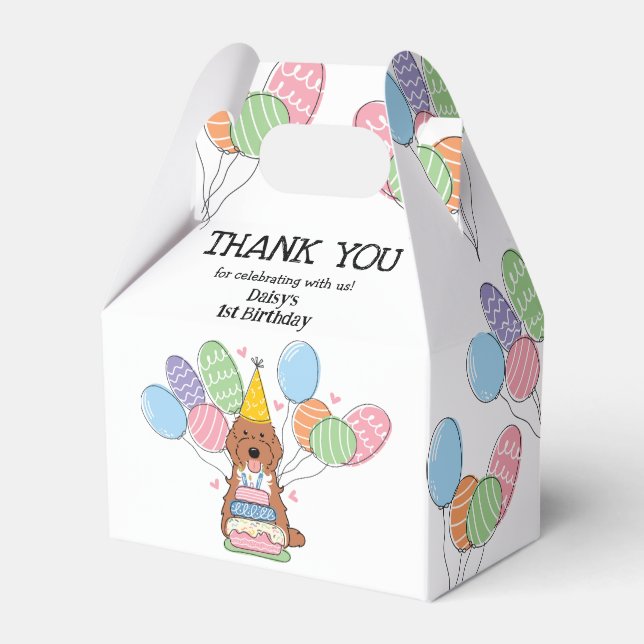 Red Tuxedo Cockapoo Cavapoo Birthday Thank You Favour Box (Front Side)