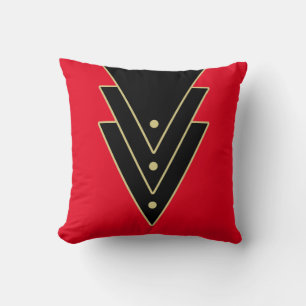 Red Tuxedo Modern Art Deco Cushion