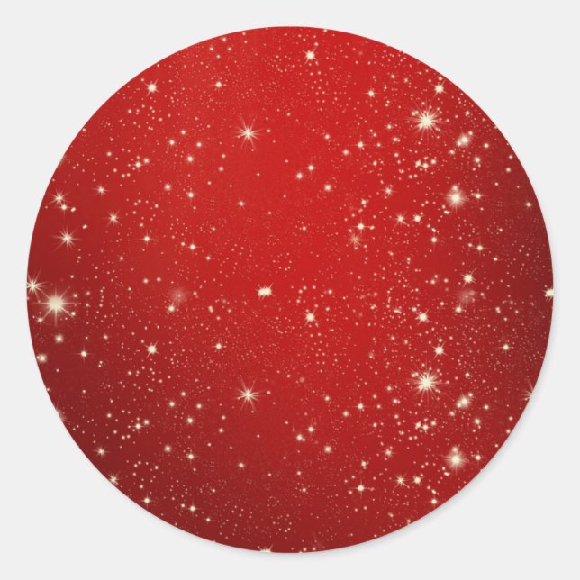 Red twinkle background. classic round sticker (Front)